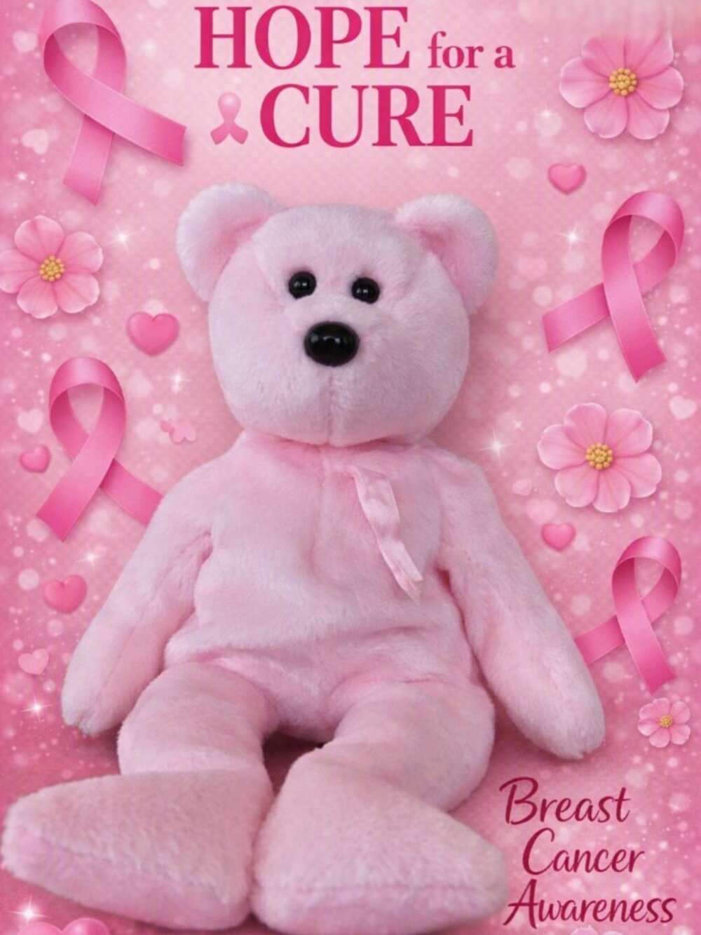 Ty Beanie Baby Bear Named “CURE”-Pink Breast Cancer Support NWT - Bundle 3/$15